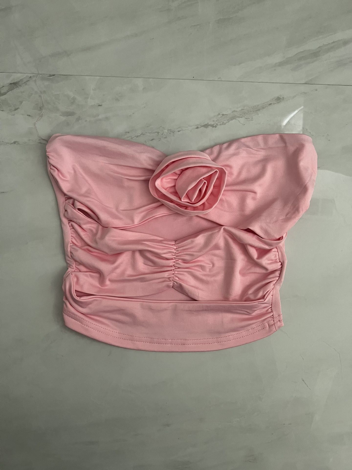 Shein pink 3D floral cut out top 