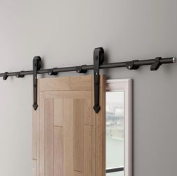 EVLIQUIL Barn Door Hardware kit, 6 FT Barn Door Track, Sliding Door Hardware kit Cylindrical, Smooth, Quiet & Heavy-Duty Sturdy, Easy to Install, Fits