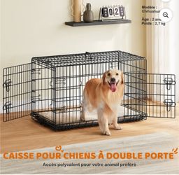 Large Double Door Folding Metal Dog Crate Cage