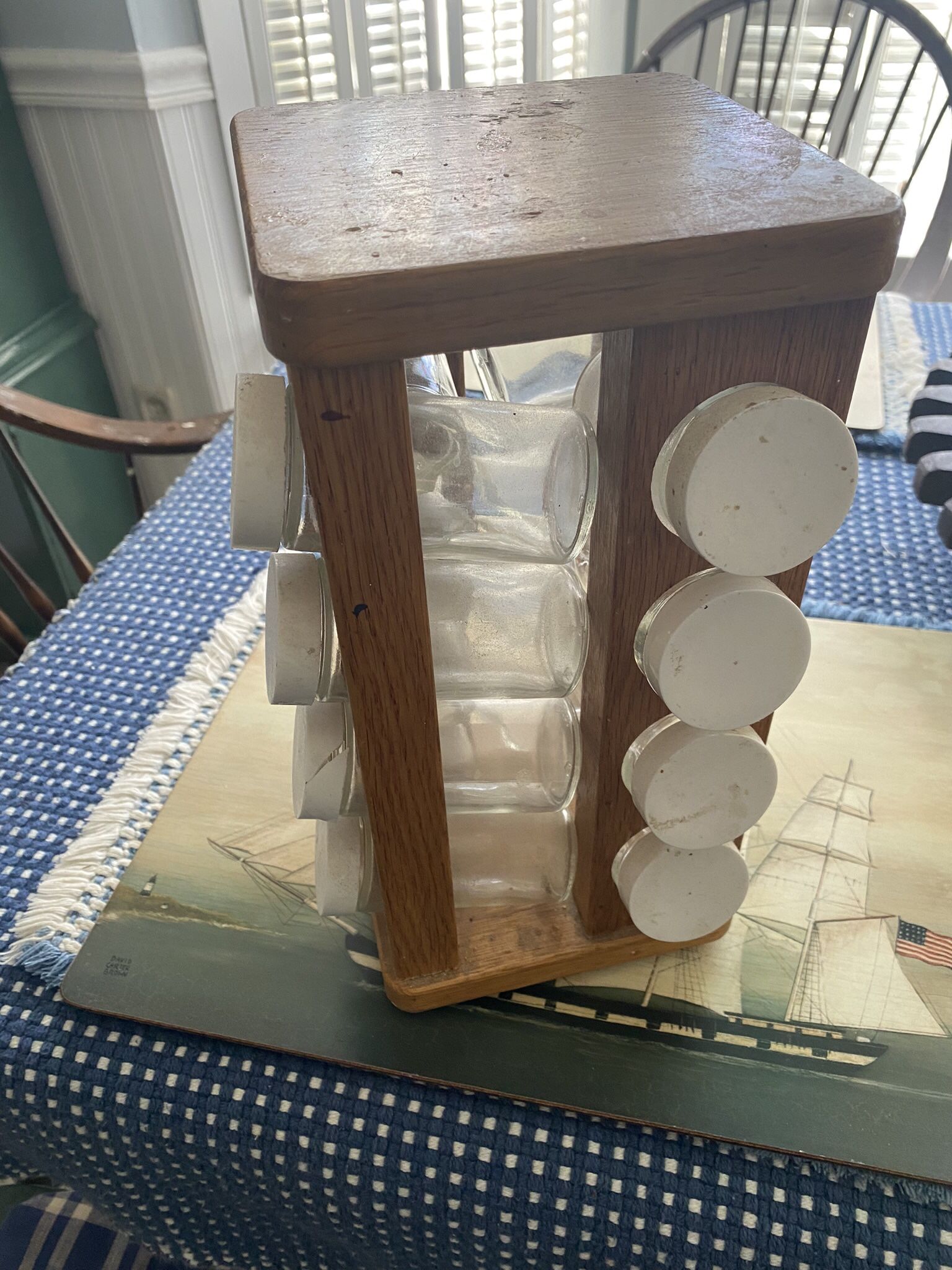 Solid Oak Revolving Spice Rack