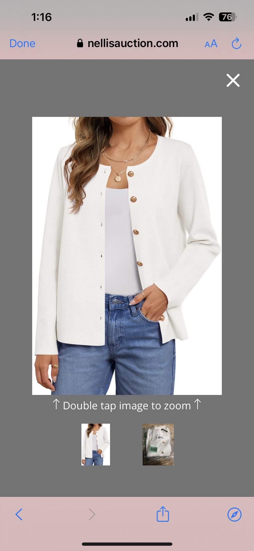 MEROKEETY Women's Button Down Knit Cardigan Sweaters Long Sleeve Crew Neck Solid Color Basic Jacket, White, S
