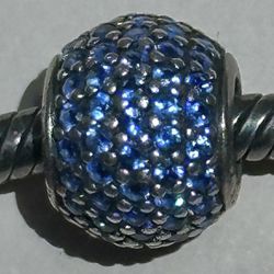 PANDORA Blue Pave Lights Sterling Silver Charm With Blue Nano Crystals Bead