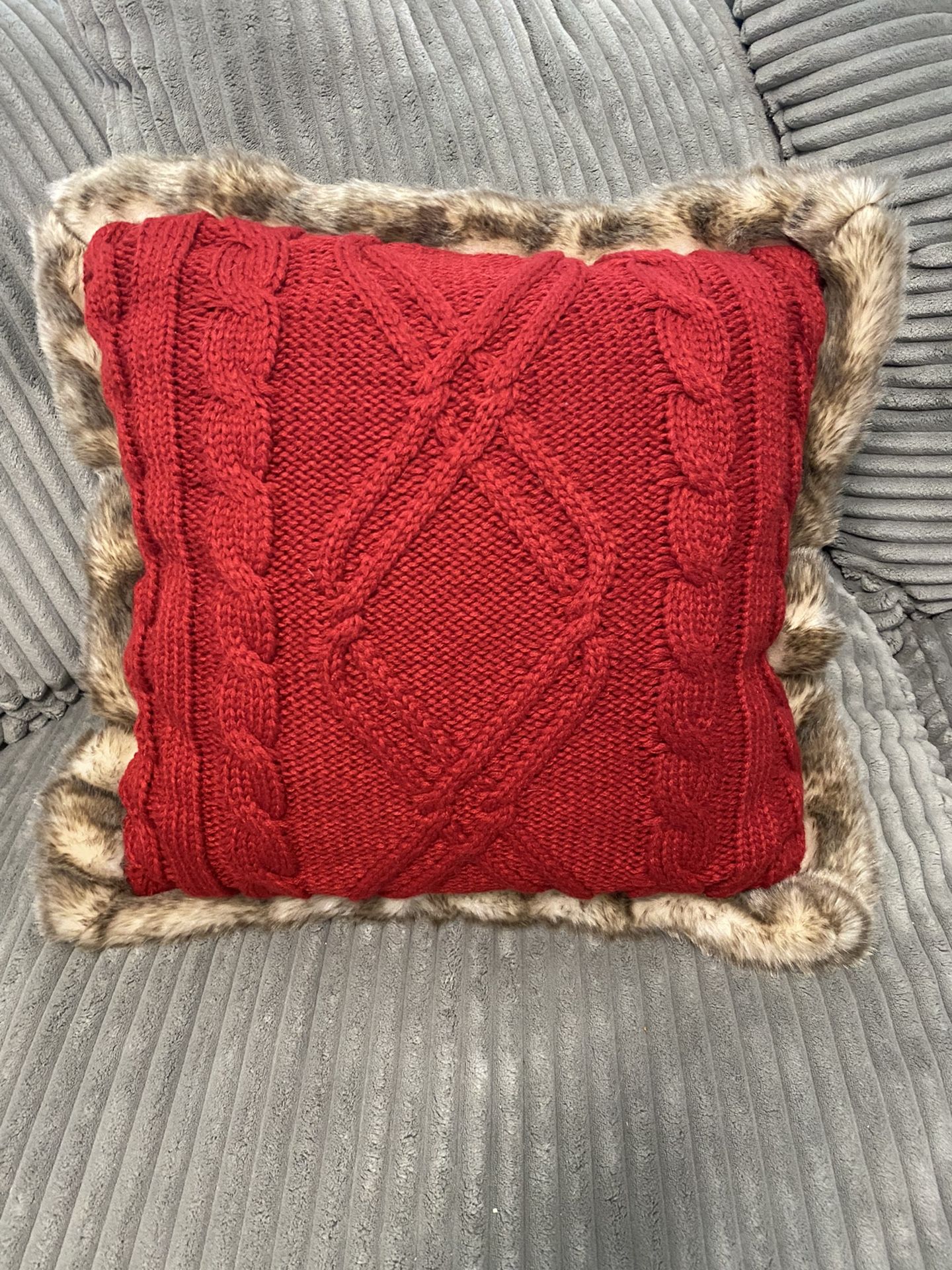 Threshold Cable Knit Faux Mink Reversible Throw Pillow NEW