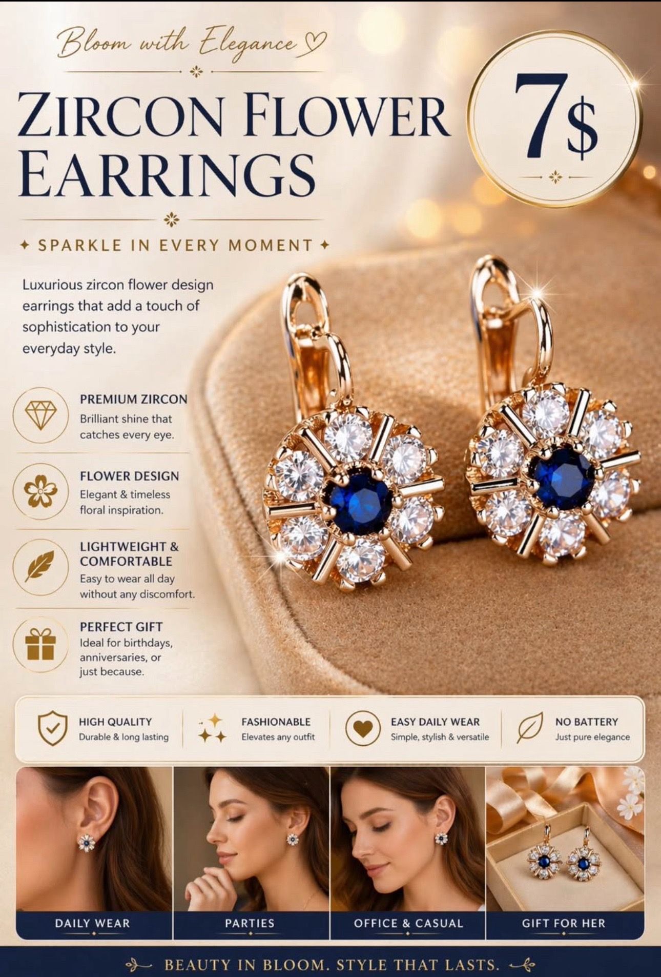 Zircon earrings