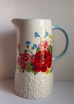 PIONEER WOMAN SWEET ROSE PITCHER 2.1 Quart Stoneware