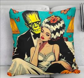 Frankenstein and bride pillow set