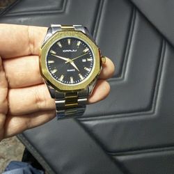 Quartz Watch Two Tone Black Dial