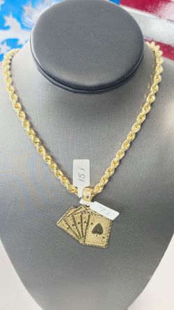 10k 26inch 6mm Hollow Rope Chain And 10k Pendant