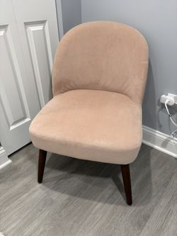 Pink Velour Material Accent Chair