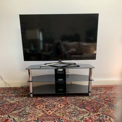 Glass TV Stand w/Shelves