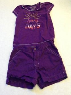 Girls 2pc. Purple Short Set Size 5 By Faded Glory