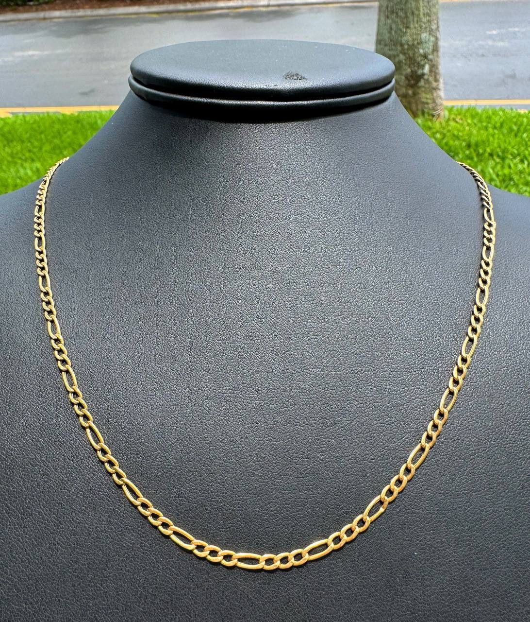 18k yellow gold solid Figaro link chain necklace 26.00” 3.00mm