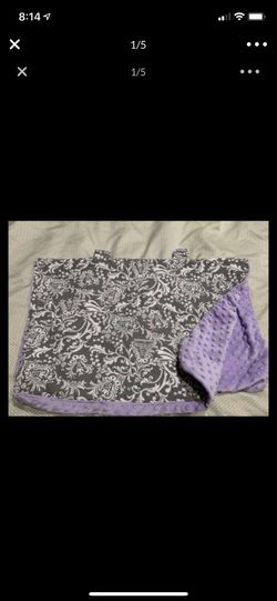 Car seat canopy Gray and white with purple excellent condition originally $50 carseat