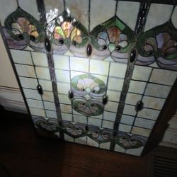 Vintage Tiffany Style Stained Glass Window Hanging Panel