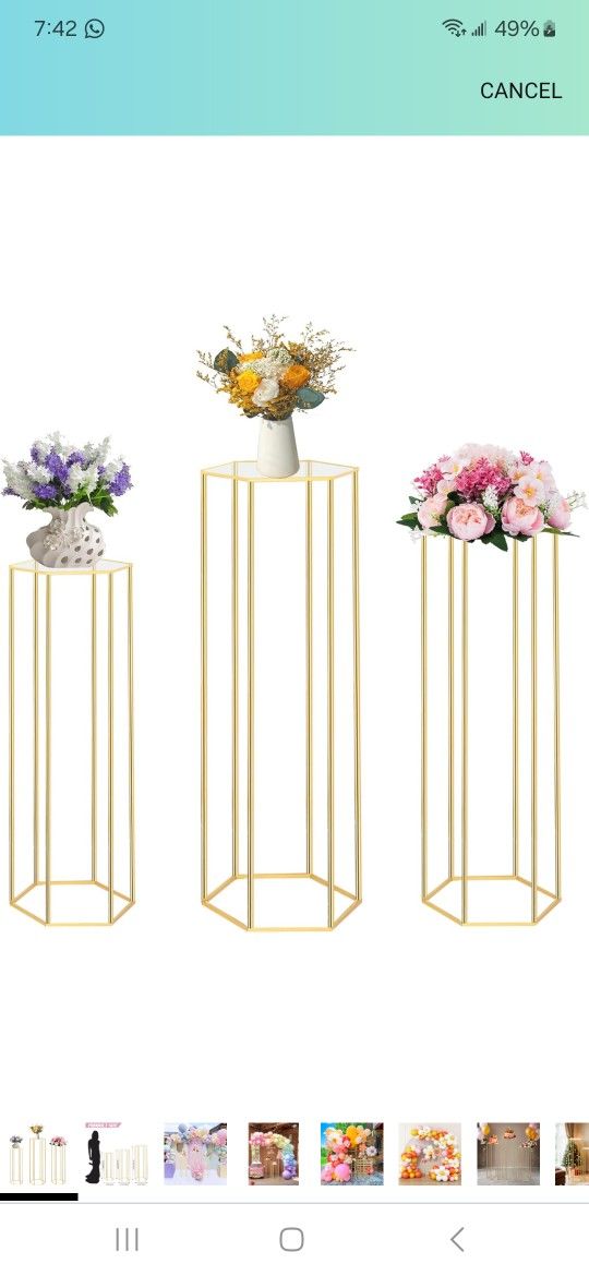 Cylinder Stands for Party, 3PCS Hexagon Pedestal Stand, Cilindros Para Fiestas Cake Table Stand for Parties Cylinder Tables for Parties Hexagon Cylind