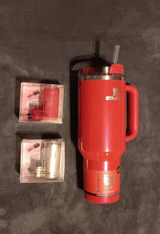 Red Delicious Stanley 40oz With 2 Elf Lip Oil Holders