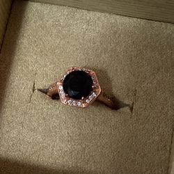 Fashion Jewelry Black Onyx Rose Gold Plated Ring
