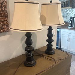 (2) Metal Lamps With Cloth Shade