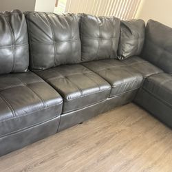Leather Gray Sectional 