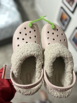 Pink Lined Crocs For Kids 