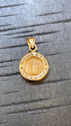 14K Virgin Mary Baptism Pendant
