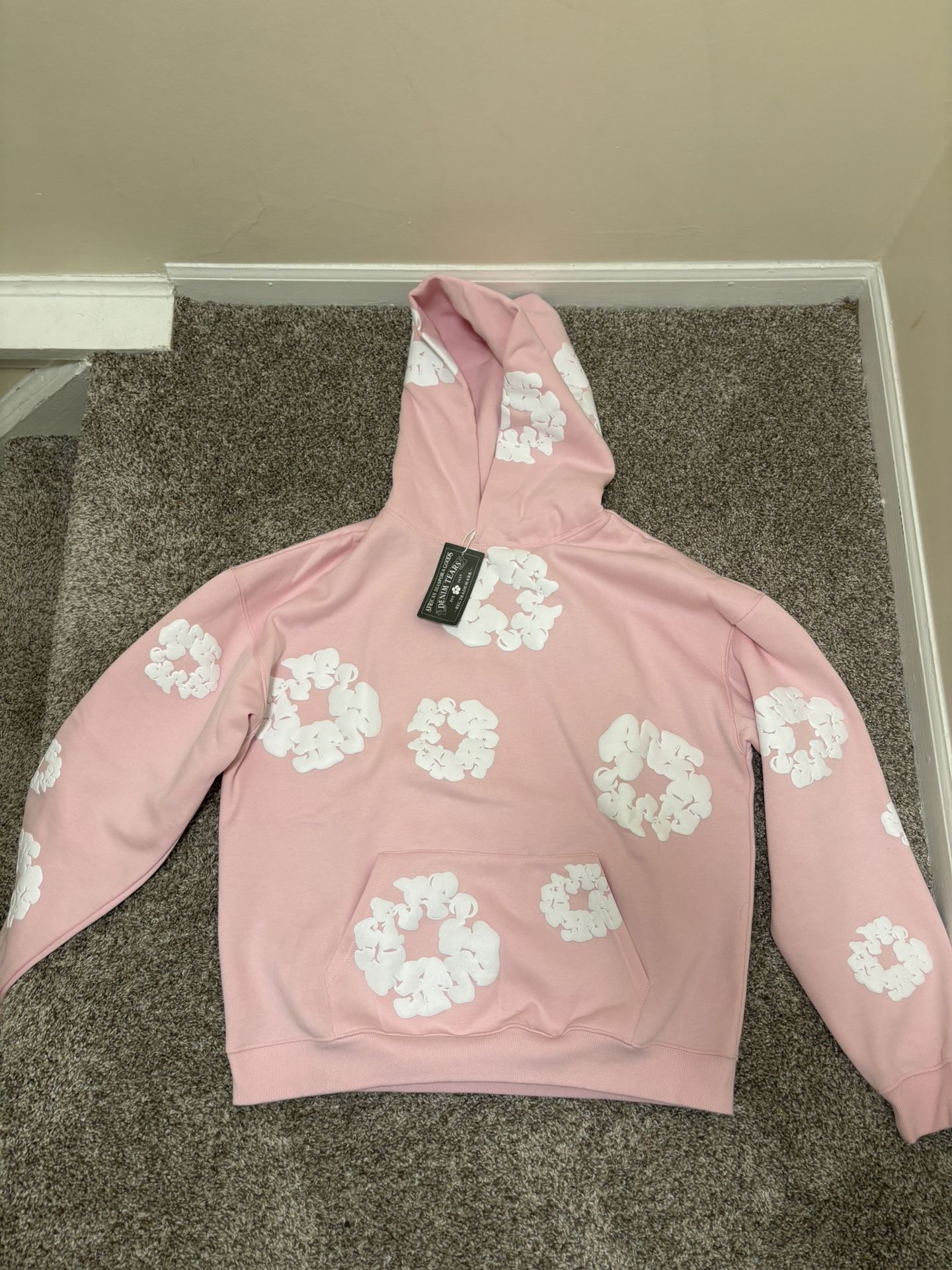 Pink Denim Tear Hoodie