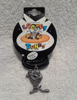 Vintage Looney tunes Tasmanian Devil flexing muscle choker necklace