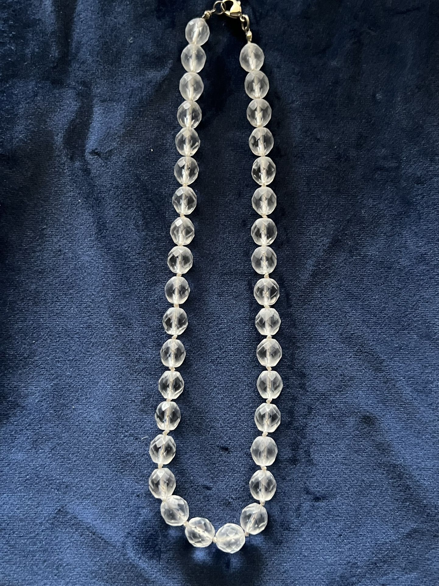 Hand Knotted Faceted Crystal Beaded 17" Necklace 