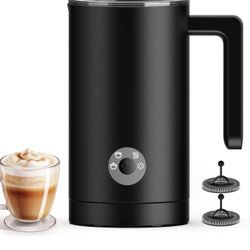 New Milk Frother Electric, 4-in-1 Milk Frother and Steamer for Latte, Cappuccino, Hot & Cold Milk Froth Maker, Automatic Milk Steamer and Frother, Qui