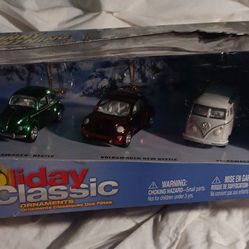 Holiday Clasic Johnny Lightning Vw Beetle Vw New Beetle Vw Samba Bus Toy Cars Ornaments 