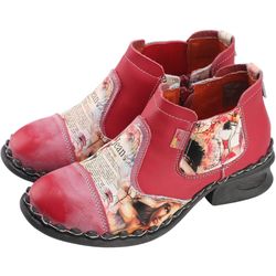 TMA EYES Women's Leather Ankle Booties Casual Shoes Pull on with Zipper for Outdoor Size 8 