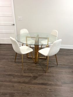 Modern Luxury Gold Dining Table Set for 4