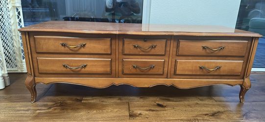 Vintage French Provincial Wood Low Dresser