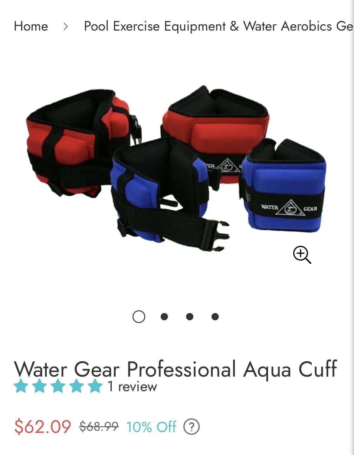 New Water Gear Aqua Cuffs Pool Exercise / Water Aerobics