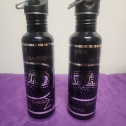 2 Used San Antonio Spurs Stainless Steel Water Bottle. 
