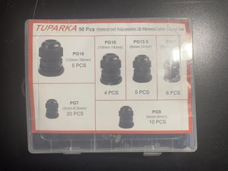 TUPARKA 50 Pack Cable Gland Waterproof Adjustable 3-16mm Cable Connectors PG