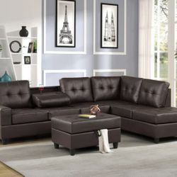 Reversible Sectional + Ottoman Couch Set 