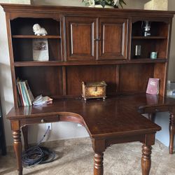 Wood Desk Dual Hutch