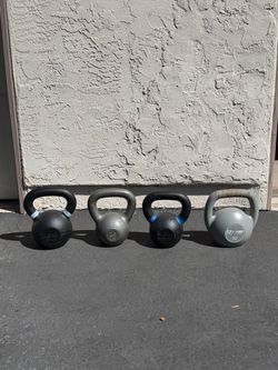Kettlebell Set (35lb, 25lb, 25lb, 10lb) - Cast Iron & Vinyl