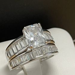 Women Engagement Wedding Ring Set .925 Sterling Silver Size 5.6.11