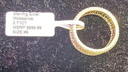 Brand New Size 9 2.71 Ct Moissanite 14 Kt Gold filled Sterling Silver Eternity Band Ring!
