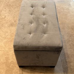 Gray Tufted Storage Ottoman Bench (Gently Used)