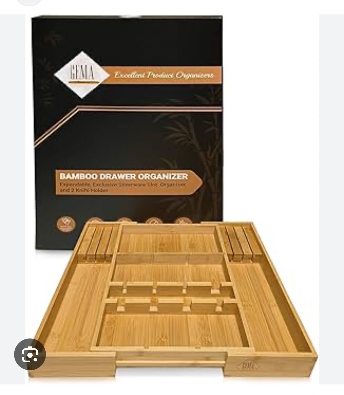 Gema Organizers Expandable Bamboo Drawer Silverware Organizer, Kitchen drawer organizer, Utensil drawer organizer, Silverware Holder, Flatware Organiz