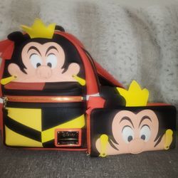 Loungefly Disney Alice in Wonderland Queen of Hearts Mini Backpack And Wallet 