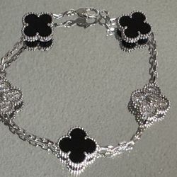 VCA Van Cleef Black Silver Crystal Silver Bracelet 
