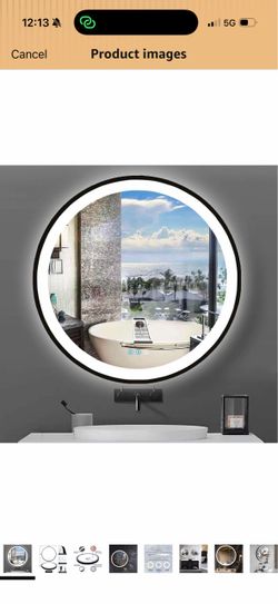 ✅✅✅  NEW. ✅✅   24 Inch Black Round Lighted Vanity Mirror with Lights Black Frame Round LED Mirror for Bathroom Wall Antifog 3Color Adjustable Brightne