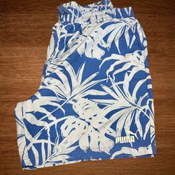 PUMA ESSENTIAL PALM RESORT GRAPHIC WOVEN SWIM SHORTS SIZE XXL 