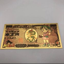 Young Bulma (Dragon Ball Z) 24k Gold Plated Banknote