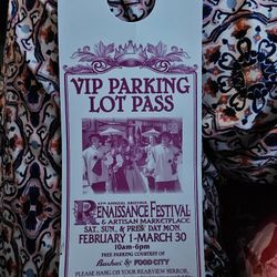 Parking Pass VIP Renaissance Festival 