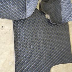 Dodge Charger Leather Floor Mats In Black With Blue Stitching